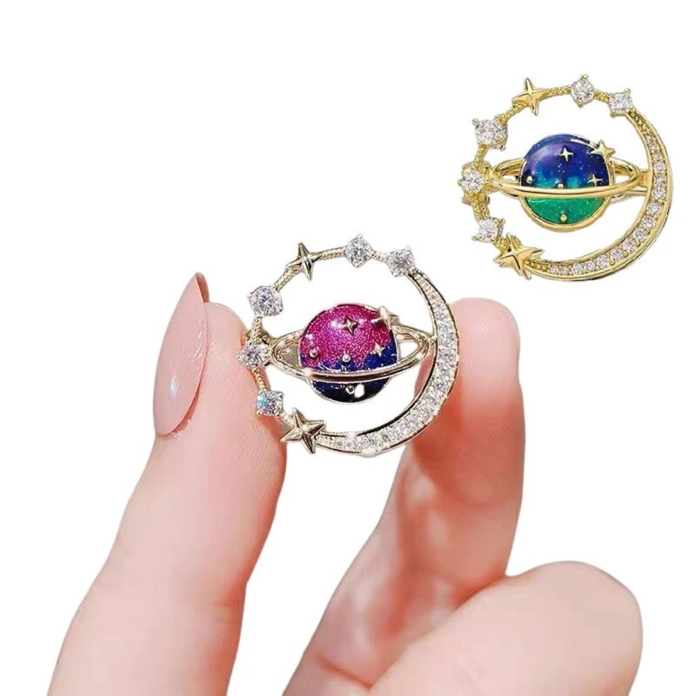 Crystal Enamel Pins Rhinestone Cosmic Star Brooches for Men and Women